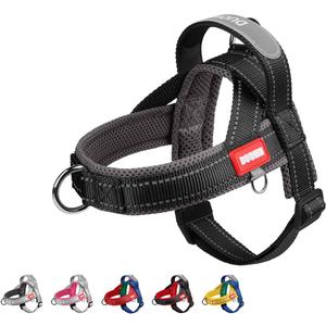 No Pull Dog Harness with Handle Freedom Mesh Escape Proof Easy on Vest Harness with Front Clip for Small Medium Sized Breeds, Black, Large