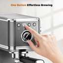 CHULUX Elite Espresso Machine with Milk Frother, Compact Hot and Ice Expresso Coffee Maker for Cappuccino, Latte and Americano, 20 Bar Italian High Pressure Pump, Metallic Gray