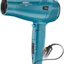 Conair Cord-Keeper Dryer with Folding Handle and Retractable Cord, 1875W Travel Hair Dryer, Ionic Technology, Teal