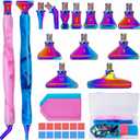 Sttargxing 27 PCS Diamond Painting Pen Kit,12PCS Stainless Steel Tips with 12 Clay, Multi Placer Tips 5D Diamond Painting Accessories, Diamond Painting Pen Replacement for DIY Craft(Colorful)