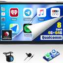 8 Core 4G+64G Qualcomm Car Stereo for Lexus RX300/RX330/RX350/RX400H 2004-2009: Android 15 Car Radio with Carplay Android Auto9 inch IPS Touch Screen, Bluetooth5.1, GPS, Dual-Band WiFi, Rear Camera