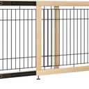 YOCAN Adjustable Freestanding Dog Gate for Doors & Stairs, 23.6" Tall, 23.645.3" Wide, Wood & Metal Pet Gate, No Drill Pressure Mount, Indoor Safety Barrier (Black/Natural)