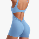 YEOREO One Piece Workout Jumpsuits for Women Backless Tummy Control Sleeveless Jumpsuits Lizvette V Back Scrunch Yoga Romper, Size M