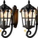 VIANIS 16.9" H Black Dusk to Dawn Outdoor Wall Lights Wall Mount, 2-Pack