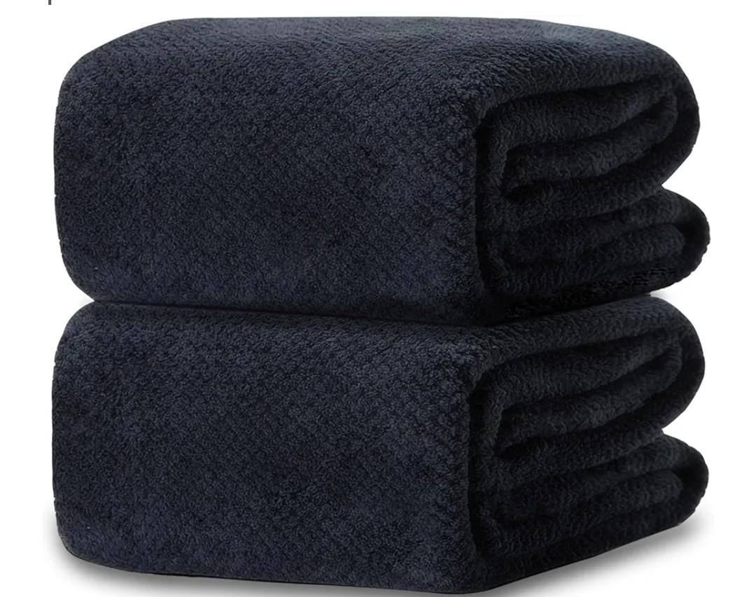 2 Pack 40"x 80" Extra Large Bath Towel Sheet Set, Oversized Bath Sheet Towels for Adults Soft Highly Absorbent Quick Dry Towels Set for Bathroom Hotel Spa Black