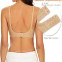 Seamless Bralette for Women Comfort No Show Square Neck Stretch Wireless Bra with Removeable Padding (Medium, Beige)