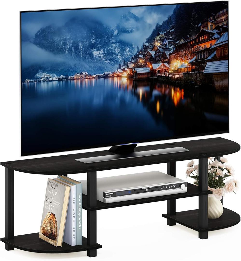 Furinno Turn-S-Tube Wide TV Entertainment Center, Espresso/Black (4-Tiers with Round Corner)