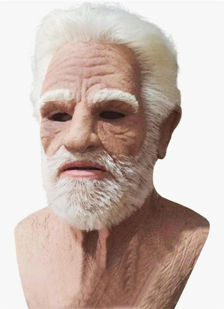 Realistic Old Man Mask Halloween Mask Scary Latex Old Man Grandpa Mask Halloween Wrinkle Face Mask