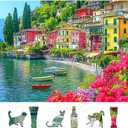 Blueforest 500 Piece Puzzle for Adults, Italian Lake Como Jigsaw Puzzle, 23x15 Inch Unique Shaped Pieces Art Puzzle, Hard Difficult Challenging Fun Puzzles