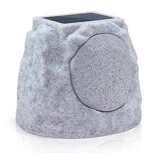GGII Rock Speakers Outdoor Water-Resistant IP44, Multi-Sync Up to 100 Speakers, Solar-Powered Rock Speaker with Light for Patio Garden Party Pool Deck Yard Outside