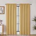 Lecloud Bessie Gold Curtains for Bedroom Decor 78 Inches Long 2 Pcs, Light Filtering Rod Pockets Privacy Farmhouse Curtains for Living Room, Rustic Home Drapes for Dining Room, Each 40" W x 78" L