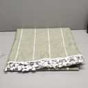 Sage Green Farmhouse No Hook Shower Curtain Set with Snap-in Fabric Liner,Boho Heavy-Duty Linen Textured Rustic Striped Design,Water-Repellent with Tassels and Sheer Window,71x74