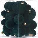 Velvet Christmas Tree Ornaments Set, Green Shatterproof Flocked Christmas Decorations Bulk for Tree, Decorative Hanging Ball Ornaments for Xmas Holiday Home Party Decor