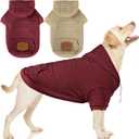 2 Pack Dog Hoodie Sweaters forDogs Warm Dog Clothes for Dogs Soft Waffle-Like Laminated Sweatshirt Bulldog (Brown+Wine Red, 3XL (Back: 29.5",Chest: 36.5", Neck: 27"))