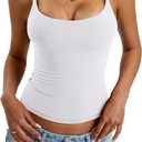 EasyGala Womens Padded Cami Tank Tops Double Lined Spaghetti Strap Built in Bra Shirts Slim Fitted Basic Summer Cloth 2026 (White, S)