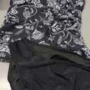 B2prity Tankini Swimsuits for Women Tummy Control Two Piece Bathing Suit High Waisted Wrap Swim Suit with Bottom Swimwear (Medium, White Leaf, Black)