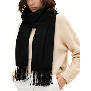 YSense Winter Scarf for Women, Fashion Long Plaid Scarves Warm Big Tartan Blanket Wrap Shawl Ladies Gifts (Elegant Black)