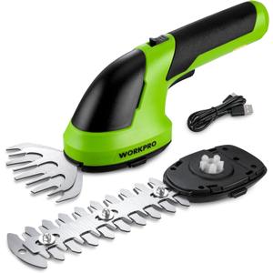 WORKPRO Cordless Grass Shear & Shrubbery Trimmer - 2 in 1 Handheld 7.2V Electric Grass Trimmer Hedge Shears/Grass Cutter Rechargeable Lithium-Ion Battery and Type-C Cable Included (Green)