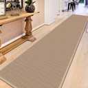 15ft Natural Jute Hallway Runner Rug Non Slip Washable, Rubber Backed Long Khaki Indoor Entryway Runner, Absorbent Kitchen Carpet Sink Rug
