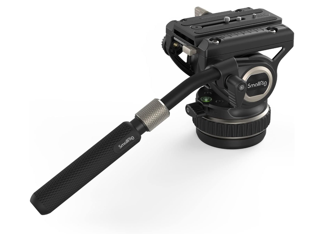 SmallRig DH10 Heavy Duty Tripod Fluid Video Head with Flat Base and Adjustable Handle, Quick Release Plate for Manfrotto Video Head Mount Plate, Load up to 22Ibs, for Video Cameras, DSLR Cameras 4165