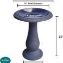 Pedestal Birdbath with Solar Fountain, Resin Stone Composite Outdoor Garden Decor, Standing Bird Bath for Outside Patio Yard, 23-Inch Tall, Garden Fountain, Resin Bird Baths, Hummingbird Bowl
