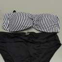 Tempt Me Women Bandeau Bikini Set Twist Strapless Two Piece Swimsuit High Cut High Waisted Bathing Suits (X-Small, Black)