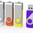 Aiibe 5 Pack 64GB USB Flash Drive 64 GB Flash Drives Thumb Drive Swivel USB Stick USB 2.0 Pen Drive (64G, 5 Mixed Colors: Black Red Yellow White Purple)