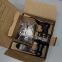 Probrico Front Door Handle and Deadbolt Set, Black Exterior Door Handle with Deadbolt Lock, Wave Reversible Door Lever Lock Set, 1Pack