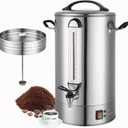 Fattong's Lab Commercial Coffee Urn, 120 Cup Large Coffee Maker for Catering & Events, 20L Stainless Steel Percolator, 1300W Fast Brew Hot Water Dispenser with Double Wall Insulation, Silver