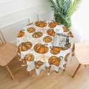 AEIOAE Fall Tablecloth 70 Inch Round Burnt Orange Pumpkin Table Cloth,Autumn Harvest Thanksgiving Stain Resistance Polyester Farmhouse Indoor Outdoor Table Covers for Kitchen Dining Party Picnic