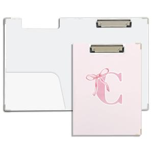 foedor Coquette Trendy Preppy Pink Bow Clipboard Folio with Storage,Initial H Clipboard Folio Personalized Teen Girl Gifts,Monogrammed Gifts for Women.Office School Supplies Teen Girl