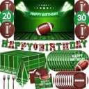Football Party Supplies,Football Plates and Napkins Tablecloth Backdrop Balloon for Football Birthday Party Decorations Football Game Day Tailgate Party Decorations, Serve 25