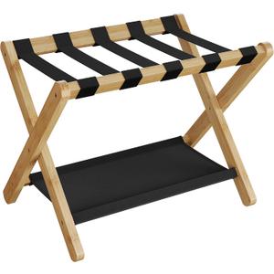 SONGMICS Luggage Rack, Bamboo Luggage Rack for Guest Room, Folding Suitcase Stand, for Hotel, Bedroom, Heavy-Duty, Holds up to 131 lb, Natural Beige URLR007N01