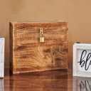 Wedding Card Box with Lock and Card Slit 12"X10"X4.5"- Distressed Gift Wishing Well Card Box for Weddings, Receptions, Birthdays, Graduations, Baby Showers, Honeymoon Funds (Burnt)