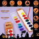 Watersay Halloween Pumpkin Watercolor Paint Set 8 Washable Colors with Brushes Water Color Painting Kit for Halloween Painting Kit Gift Party Supplies(12 Pack)