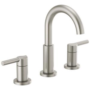 Delta Nicoli Brushed Nickel Faucet 3 Hole, 8 Inch Widespread Bathroom Sink Faucet for Vanity, Push-Pop Drain Assembly, Stainless