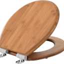Bamboo Toilet Seat, Round, Soft Close, Magnetic Quick-Release for Easy Cleaning, Arch-Tite Never Loosens, Adjustable Fit