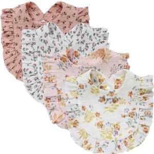 4 PACK Solid Muslin Baby Drool Bibs Set for Unisex Boys Girls Cotton Adjustable Teething Feeding Drooling Bibs