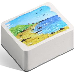 FLUNBRATO 80 Sheets Mini Watercolor Paper Pads, 2.6 x 3.3 Inch, 100% Cotton, Hot Press Acid Free Tiny Travel Watercolor Notebooks, Two-Edge Glue Binding Compact Mixed Media for Painting