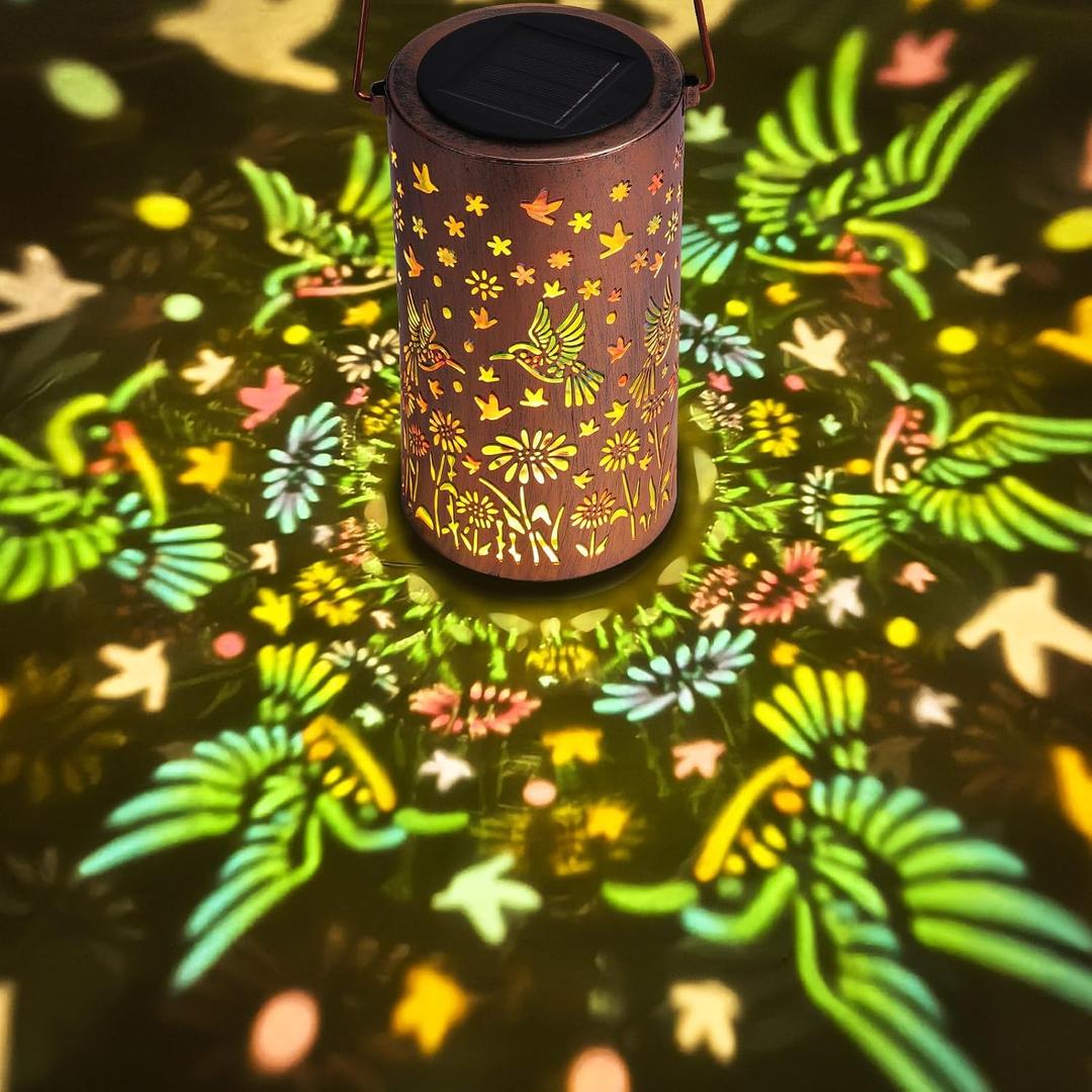 ZKLILI Mothers Day Gifts for Mom,Colorful Solar Lanterns Outdoor Waterproof Light Hummingbird Garden Decor Gifts for Women Mom Grandma Hanging Decoration Outside for Yard, Patio, Backyard, Porch