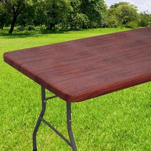 Smiry Rectangle Picnic Tablecloth, Waterproof Elastic Fitted Table Covers for 6 Foot Tables, Wipeable Flannel Backed Vinyl Tablecloths for Camping, Indoor, Outdoor (Reddish Brown, 30x72 Inches)