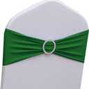 Emerald Green Chair Sashes 100 Pack, Dark Green Spandex Chair Sashes for Christmas Reception Decor, Chairs Bands Bows for Party Banquet Theme Decorations