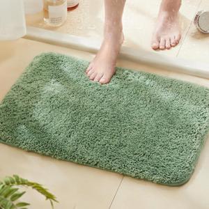 TECHMILLY Super Soft Shaggy Bathroom Rugs, Absorbent Thick Non Slip Microfiber Bath Rugs, Quick Dry Machine Washable Bath Mat for Bathroom Floor, Bathtub and Shower 17"x24" (Sage)
