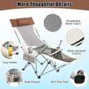 Yuntau Single Reclining Camping Chair with Removable Umbrella Folding Camp Chair for Outdoor(White)