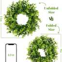 DDHS 11 Inch Artificial Boxwood Small Wreath for Front Doors, 2 Packs Green Leaves Wreath, Spring Summer Mini Wreaths for Indoor Outdoor Hanging Wall Window Wedding Home Decor Party Farmhouse