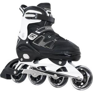 MammyGol Adult Inline Skates for Men Women, Blades Roller with Carbon Steel Bearings, TPR Brake, 3D Mesh, EVA Lining, PVC Upper | Adjustable Size Better Fit for Beginner Skating (XXL(Men9.5-12/Women10.5-13), Black)