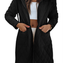 Imily Bela Womens Long Quilted Jackets Zip Up Hooded Drawstring Waist Coats with Pockets, Medium