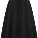IDEALSANXUN Womens Plaid Wool Skirts Elastic Waist A-Line Pleated Tartan Long Skirts (Black)