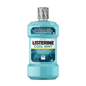 Listerine Cool Mint Intense Antiseptic Mouthwash, Daily Oral Rinse Kills 99.9% of Germs that Cause Bad Breath, Plaque & Gingivitis for a Fresh, Clean Mouth, Intense Mint, Convenience Pack, 1 L