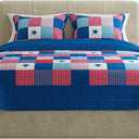 Lavish Home 3-Piece Caroline Patriotic Quilt Set - Americana Stars and Plaid Patchwork Bedding - Full/Queen Bed Spread with 2 Pillow Shams